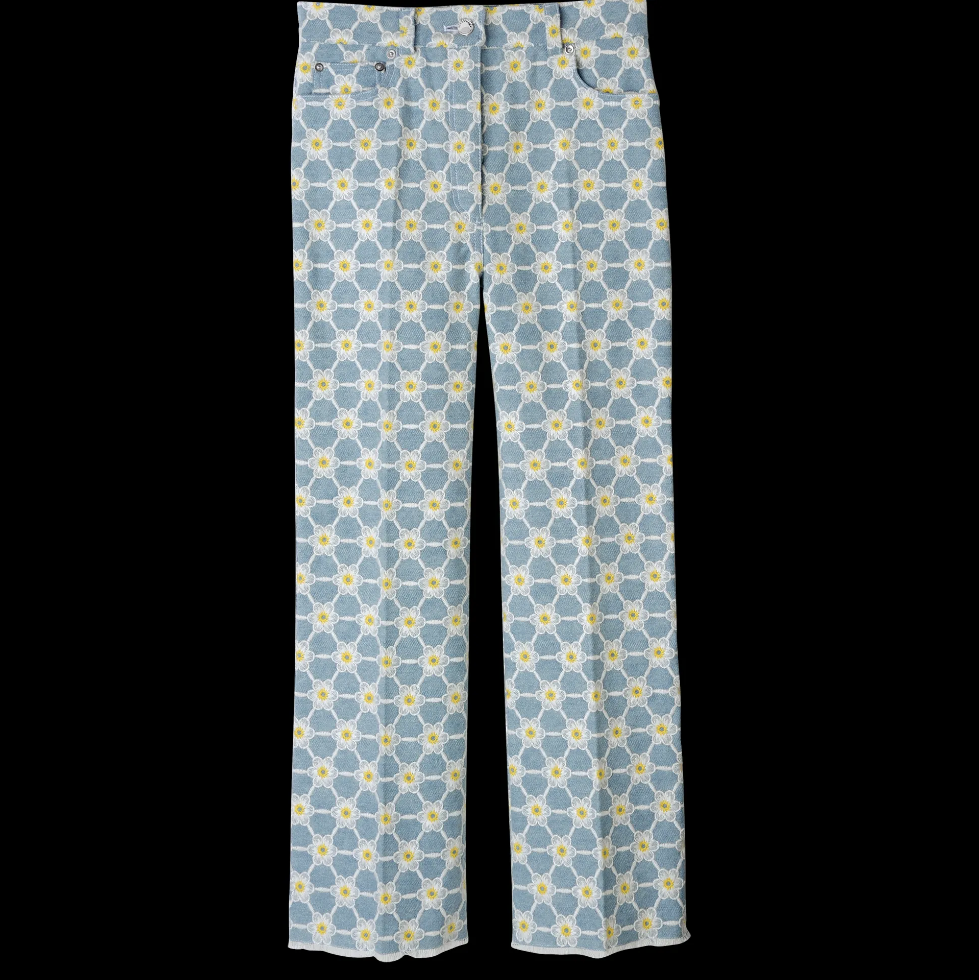 Embroidered Denim Trousers