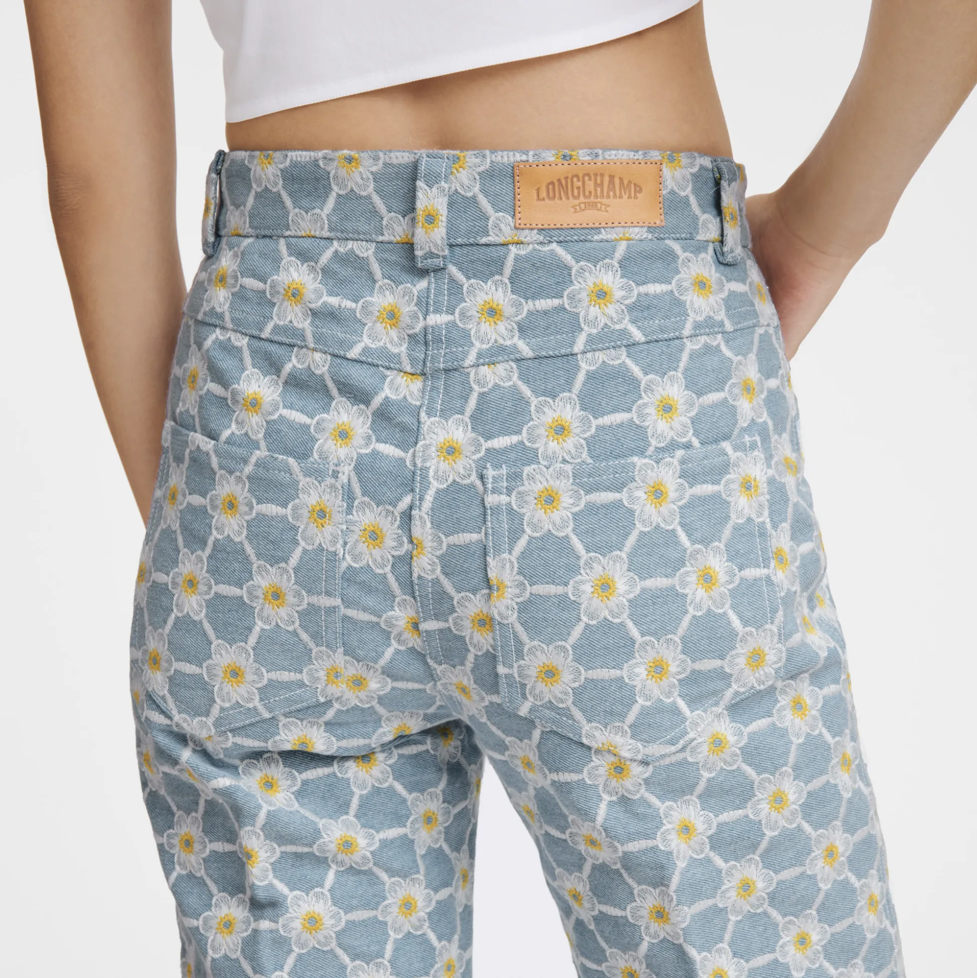 Embroidered Denim Trousers